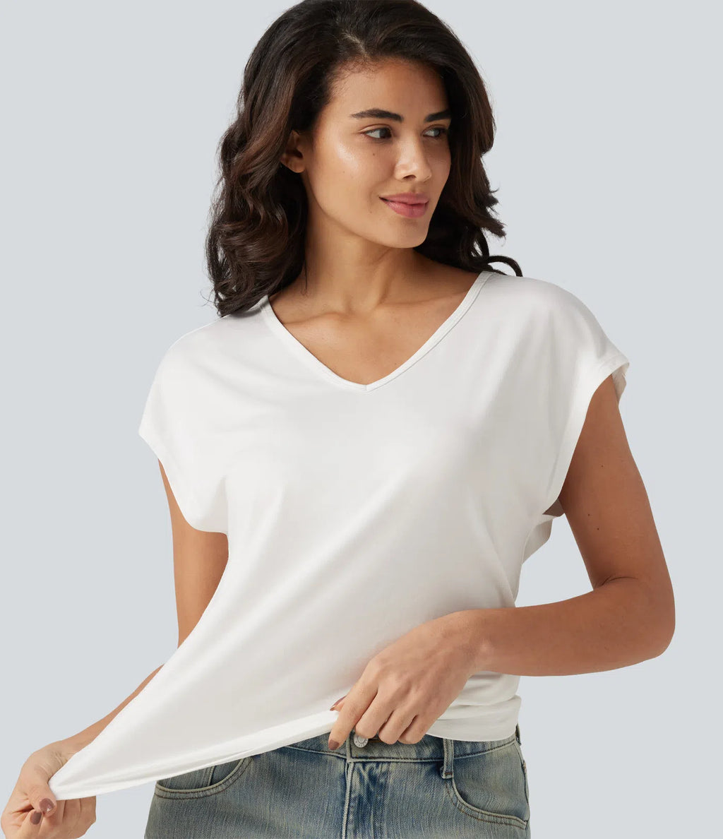 V Neck Short Sleeve Casual T-Shirt