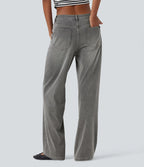 Mid Rise Straight Leg Casual Jeans with Pockets