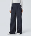 High Waisted Zipper Pocket Wide Leg Baggy Striped Work Pants