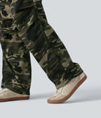 Mid Rise Drawstring Camo Casual Cargo Baggy Pants with Pockets