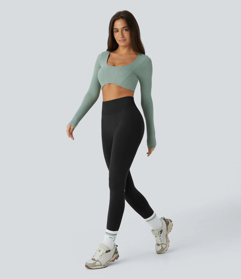 OneForm Seamless Flow Mid Rise Tummy Control Butt Lifting Yoga Leggings