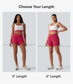 Airy Crossover High Waisted 2-in-1 Cool Touch Yoga Shorts 5'' with Pockets