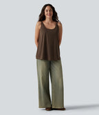 U-Neck Built-in Bra Loose Fit Casual Tank Top