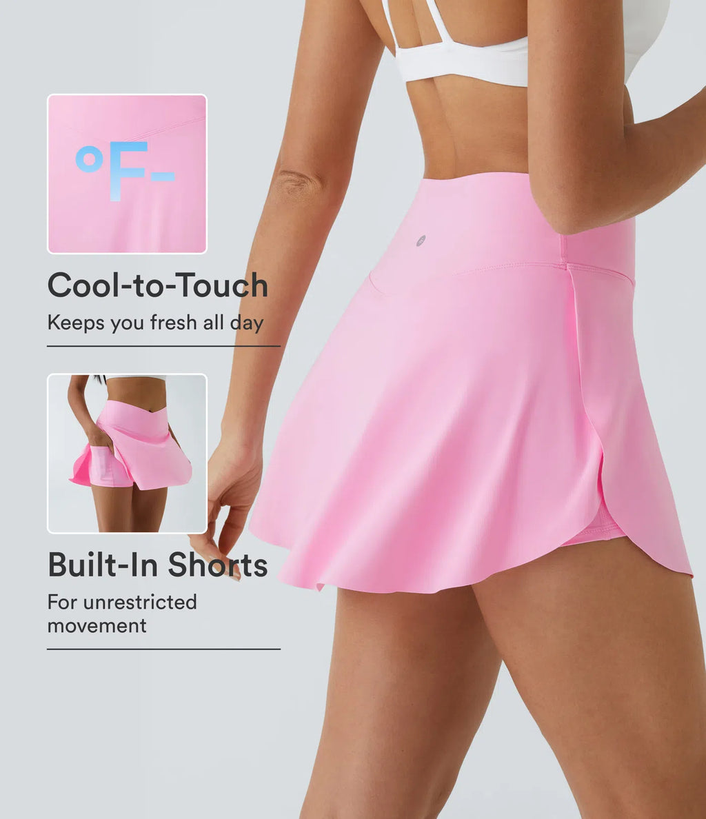 Airy Crossover Pocket 2-in-1 Cool Touch Tennis Skirt-Lucid-Longer Length-UPF50+