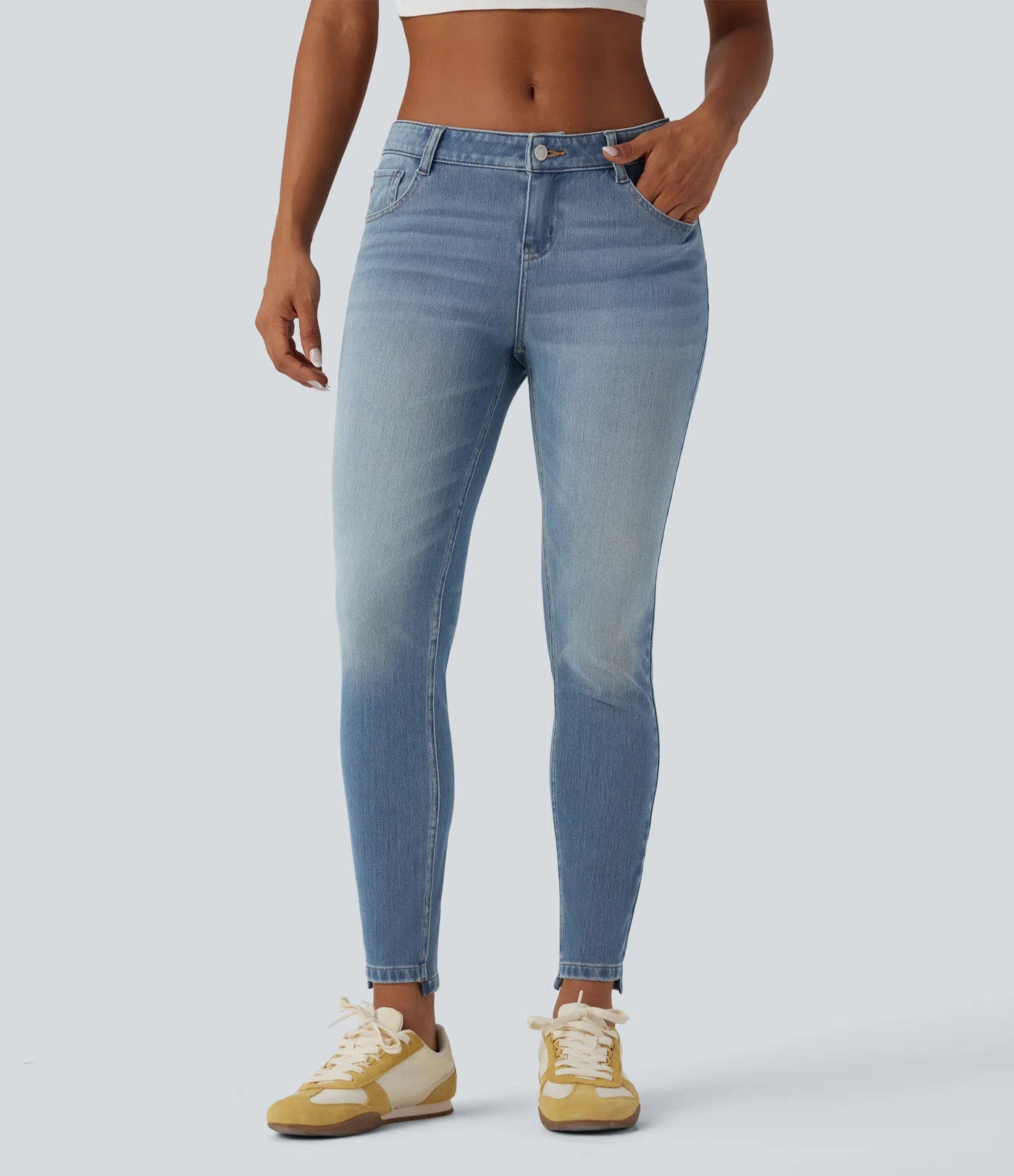 Low Rise Casual Skinny Jeans with Pockets