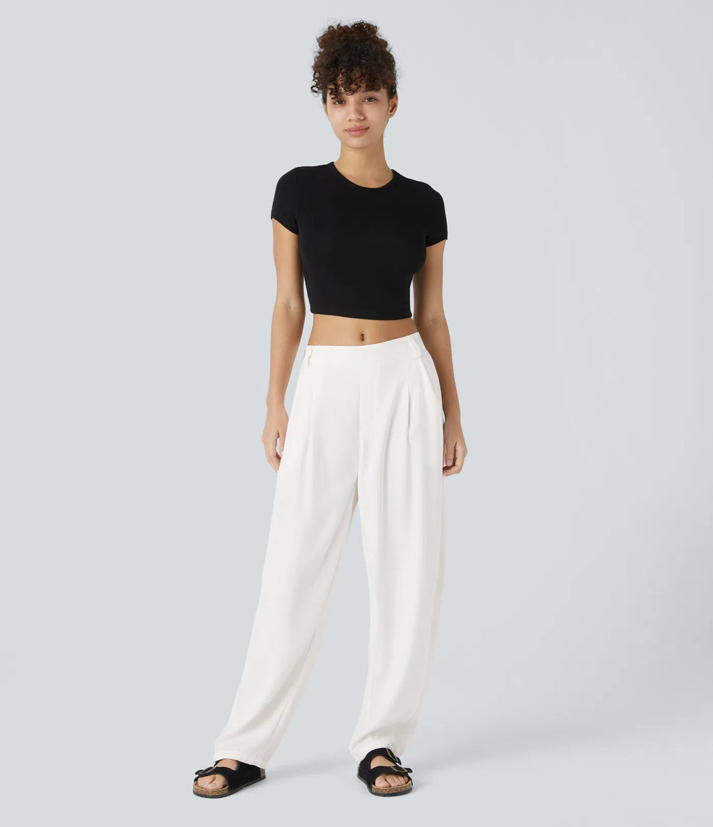Mid Rise Pocket Barrel Leg Baggy Work Pants