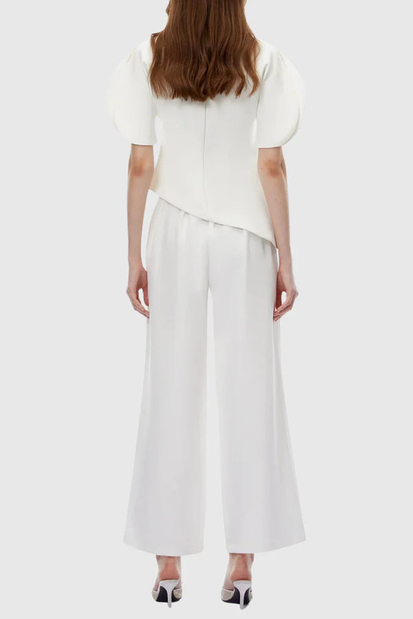 Aniya Puff Sleeve Top & Trousers Set - White