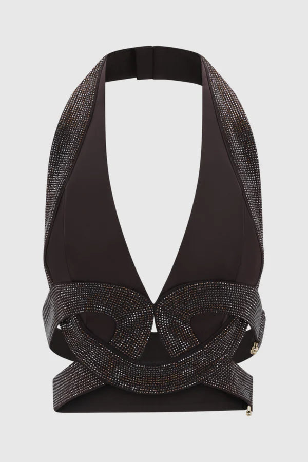 Arcelia Halter Crystal Top & Maxi Skirt Set
