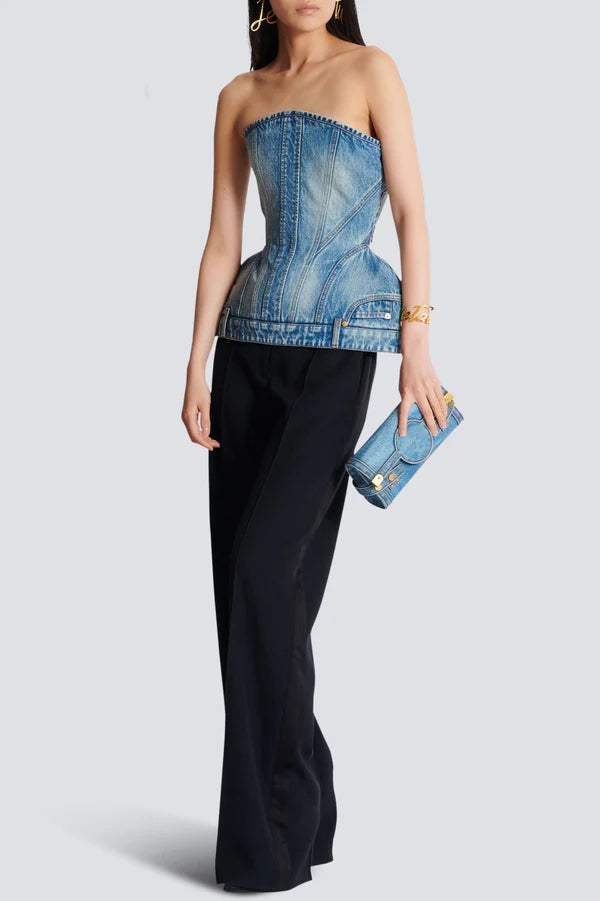 Austyn Structured Denim Bustier