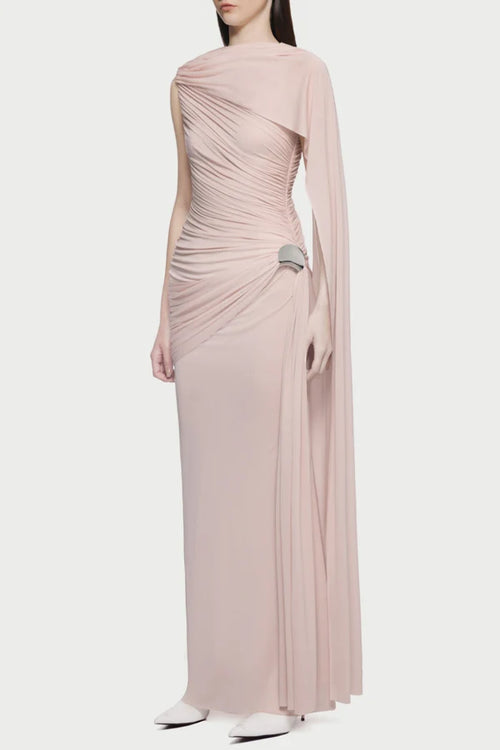 Betsey Asymmetrical Sleeveless Ruched Maxi Dress - Pink