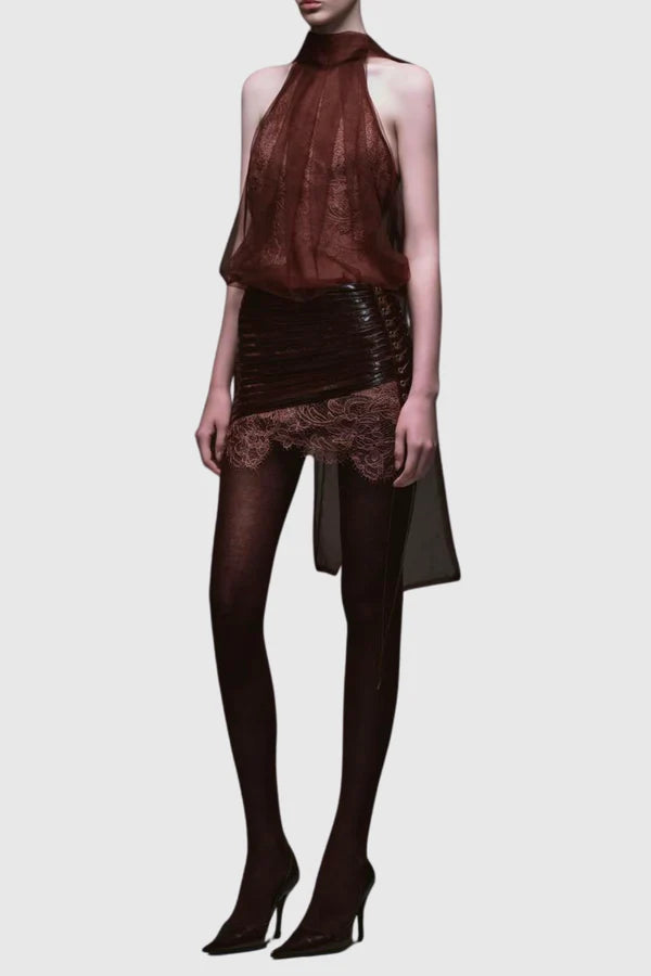 Coeno Lace Top & Mini Skirt Set