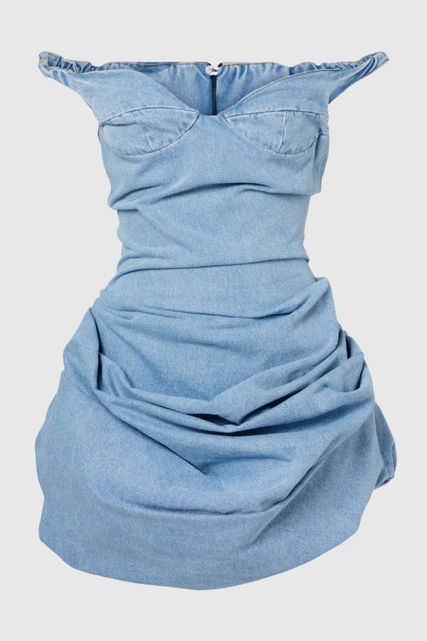 Farren Off Shoulder Denim Mini Dress