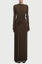 Fiada Draped Long Sleeve Maxi Dress - Pink