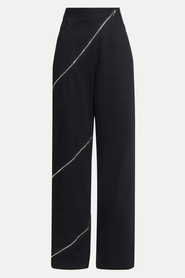 Gafna Spiral Zipper Jeans - Black